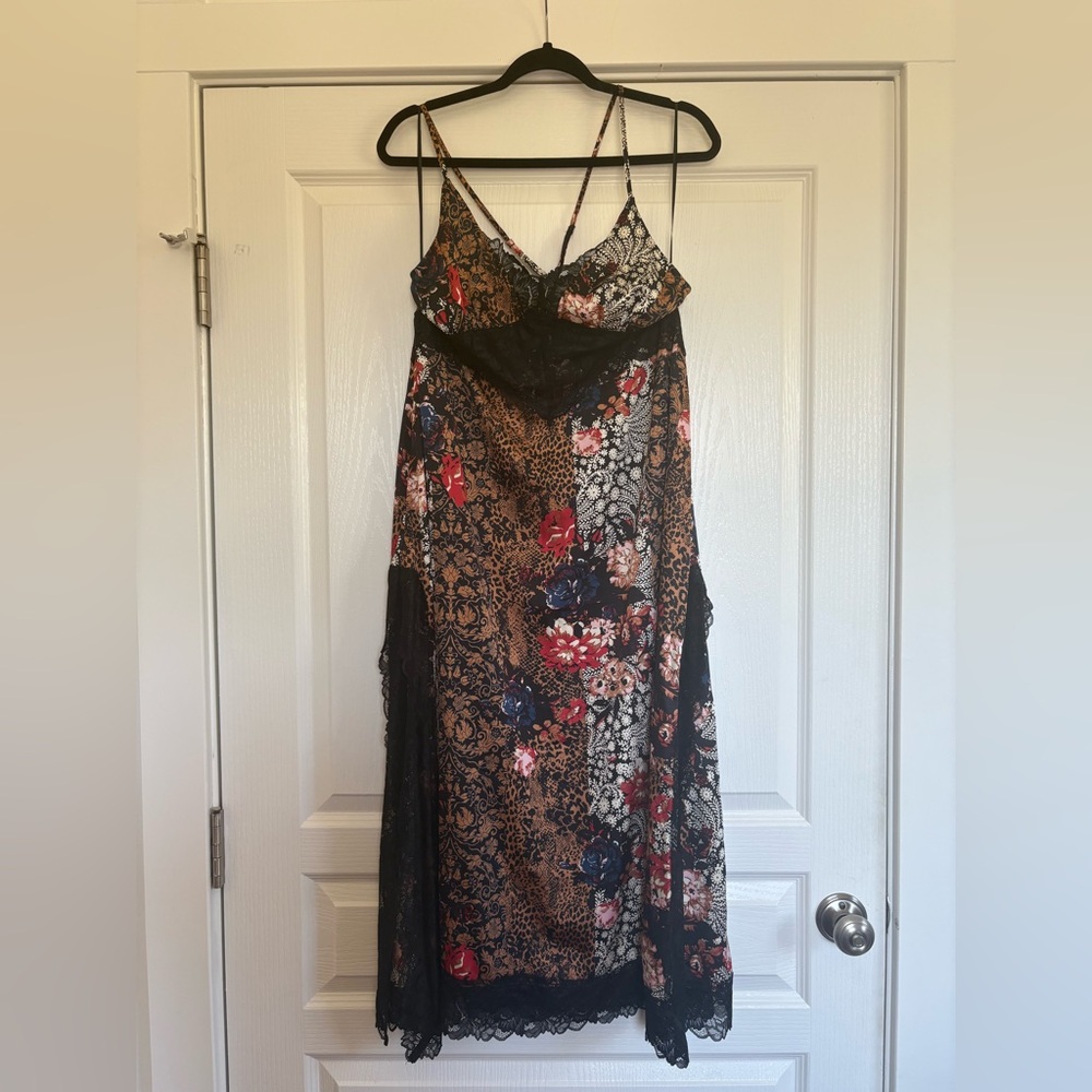 Free People Black Floral Lace Slip Dress